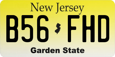 NJ license plate B56FHD