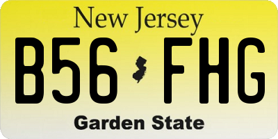 NJ license plate B56FHG