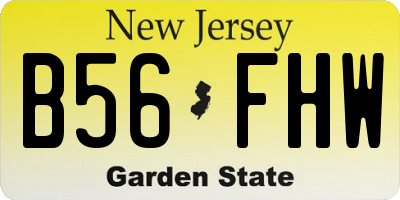 NJ license plate B56FHW
