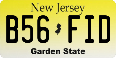 NJ license plate B56FID