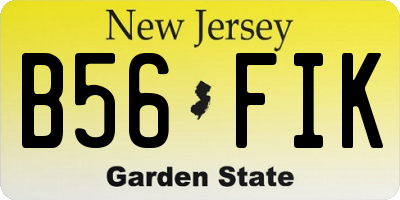 NJ license plate B56FIK