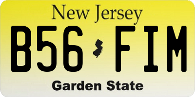 NJ license plate B56FIM