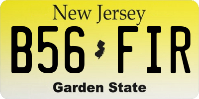 NJ license plate B56FIR
