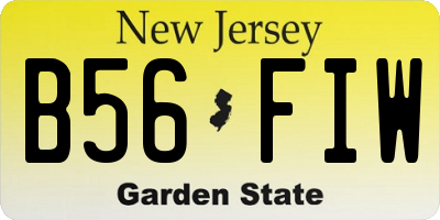 NJ license plate B56FIW