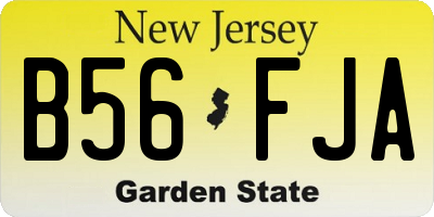 NJ license plate B56FJA