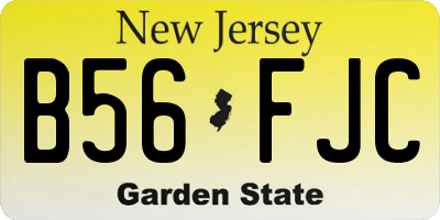 NJ license plate B56FJC