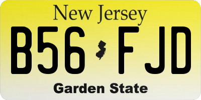 NJ license plate B56FJD