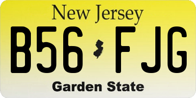 NJ license plate B56FJG