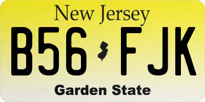 NJ license plate B56FJK