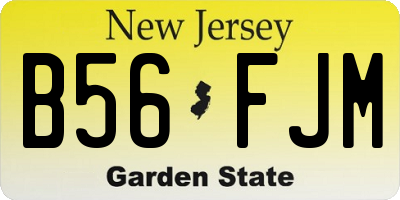 NJ license plate B56FJM