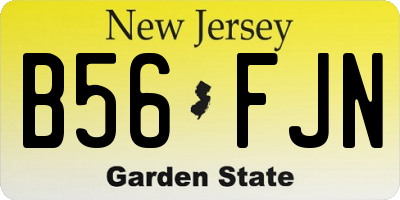 NJ license plate B56FJN
