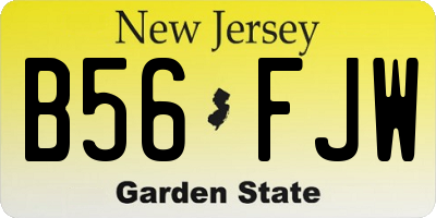 NJ license plate B56FJW