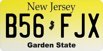 NJ license plate B56FJX