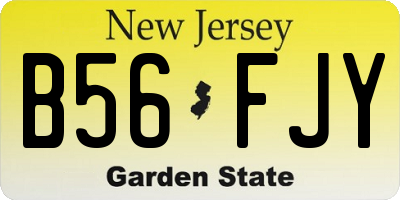 NJ license plate B56FJY