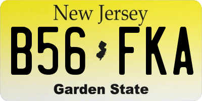 NJ license plate B56FKA