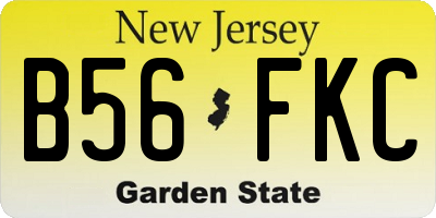 NJ license plate B56FKC