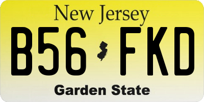 NJ license plate B56FKD
