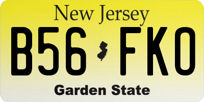 NJ license plate B56FKO