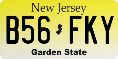NJ license plate B56FKY