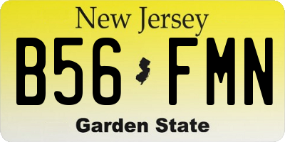 NJ license plate B56FMN