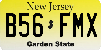NJ license plate B56FMX