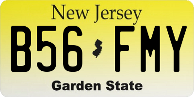 NJ license plate B56FMY