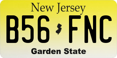 NJ license plate B56FNC