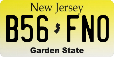 NJ license plate B56FNO