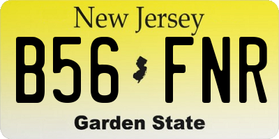 NJ license plate B56FNR