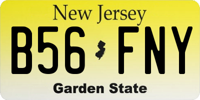 NJ license plate B56FNY