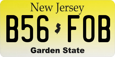 NJ license plate B56FOB