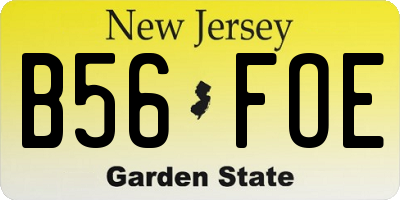 NJ license plate B56FOE