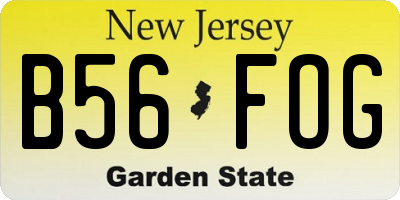 NJ license plate B56FOG