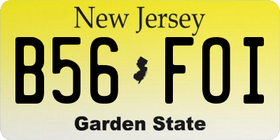 NJ license plate B56FOI