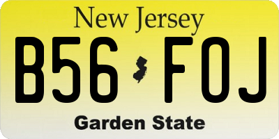 NJ license plate B56FOJ