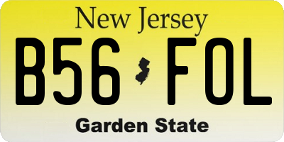 NJ license plate B56FOL