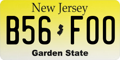 NJ license plate B56FOO