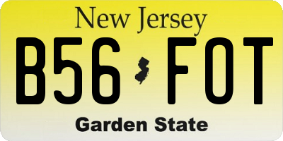 NJ license plate B56FOT