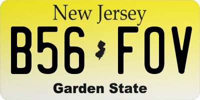 NJ license plate B56FOV