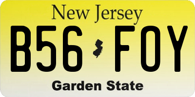 NJ license plate B56FOY