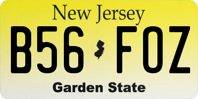 NJ license plate B56FOZ