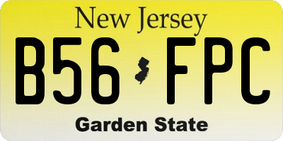 NJ license plate B56FPC