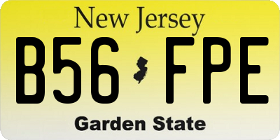 NJ license plate B56FPE