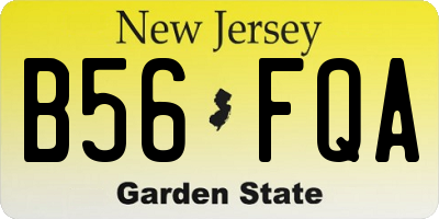 NJ license plate B56FQA