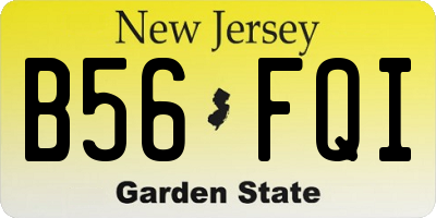 NJ license plate B56FQI