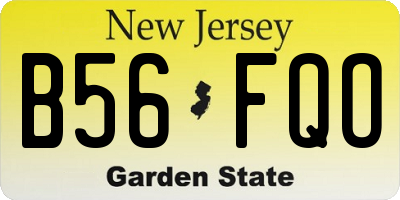 NJ license plate B56FQO