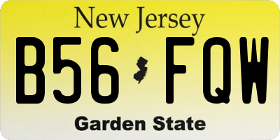 NJ license plate B56FQW
