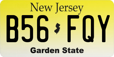 NJ license plate B56FQY