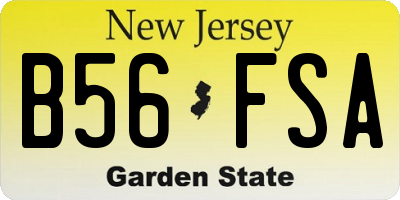 NJ license plate B56FSA