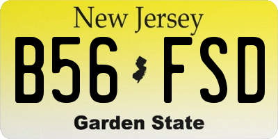 NJ license plate B56FSD